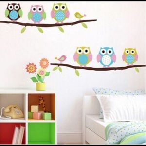 Girls Owl Nursery Wall Decals - kids bedroom decor